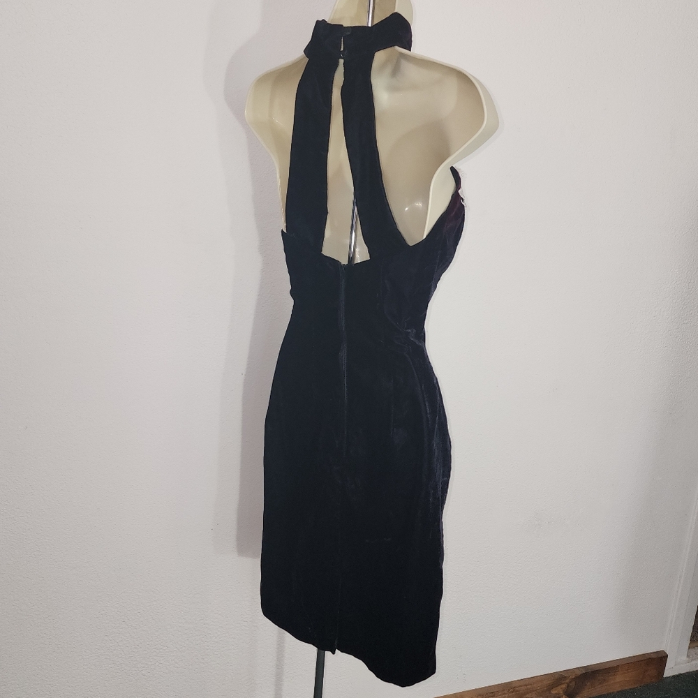Scott McClintock Dress Vintage Velvet Faux Pearl And Lace Choker Black Size 4 - Picture 8 of 14